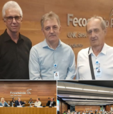 Representantes do Sindilojas Regional Nova Prata, participam da primeira reunião de Diretoria da Fecomércio-RS em 2023.