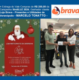 MARCELO TONATTO - Entrega de Vale Compras R$ 250,00 - Campanha SindiLUZ 2024 - Ganhador cliente da Loja Brava - Presentes e Utilidades de Veranópolis.