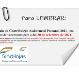 Para LEMBRAR: vencimento dia 30 de setembro de 2021.