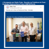 Divulgação por Rádio Prata - Reunião na Prefeitura do Paraí - Sindilojas Regional Nova Prata COMPARTILHA.