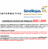 CONVENÇÃO COLETIVA DE TRABALHO DE 2023/2024 - Sindilojas Regional Nova Prata e SEC-BG assinam CCT 2023/2024 - Dissídio 2023.