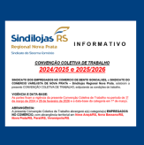 Dissídio 2024 e 2025 - Sindilojas Regional Nova Prata e SEC-BG assinam CCT 2024/2025 e 2025/2026 (16/04/2025).